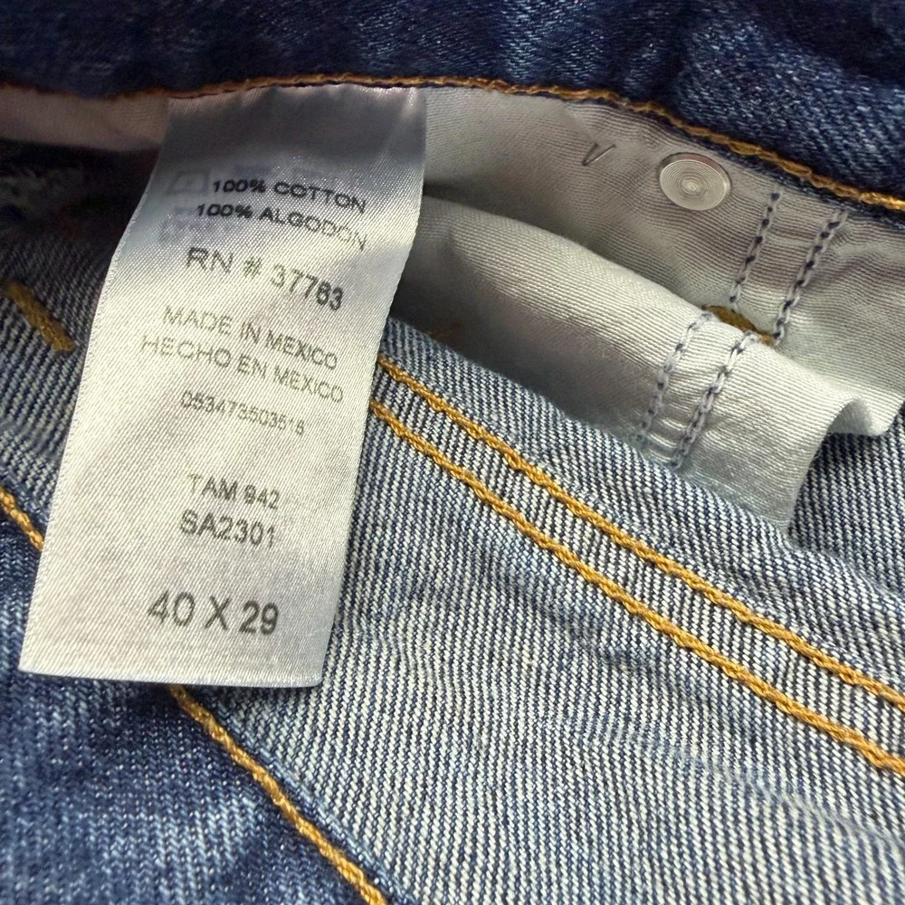 Vintage Axist Jeans Mens 40x29 Blue Cotton Denim Straight Leg Baggy Workwear